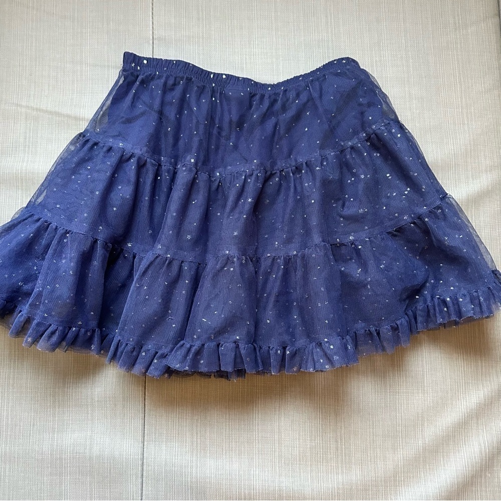 **3/$15** Girl's Navy Blue Tulle Sparkle Skirt M (7/8)
